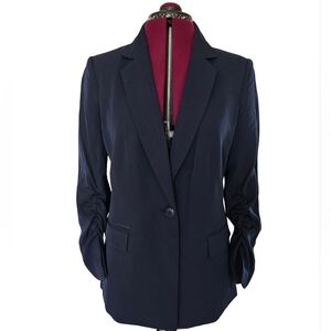 NWT Calvin Klein Women's Navy Rouched Sleeve Blazer Size 8 + Free Blouse